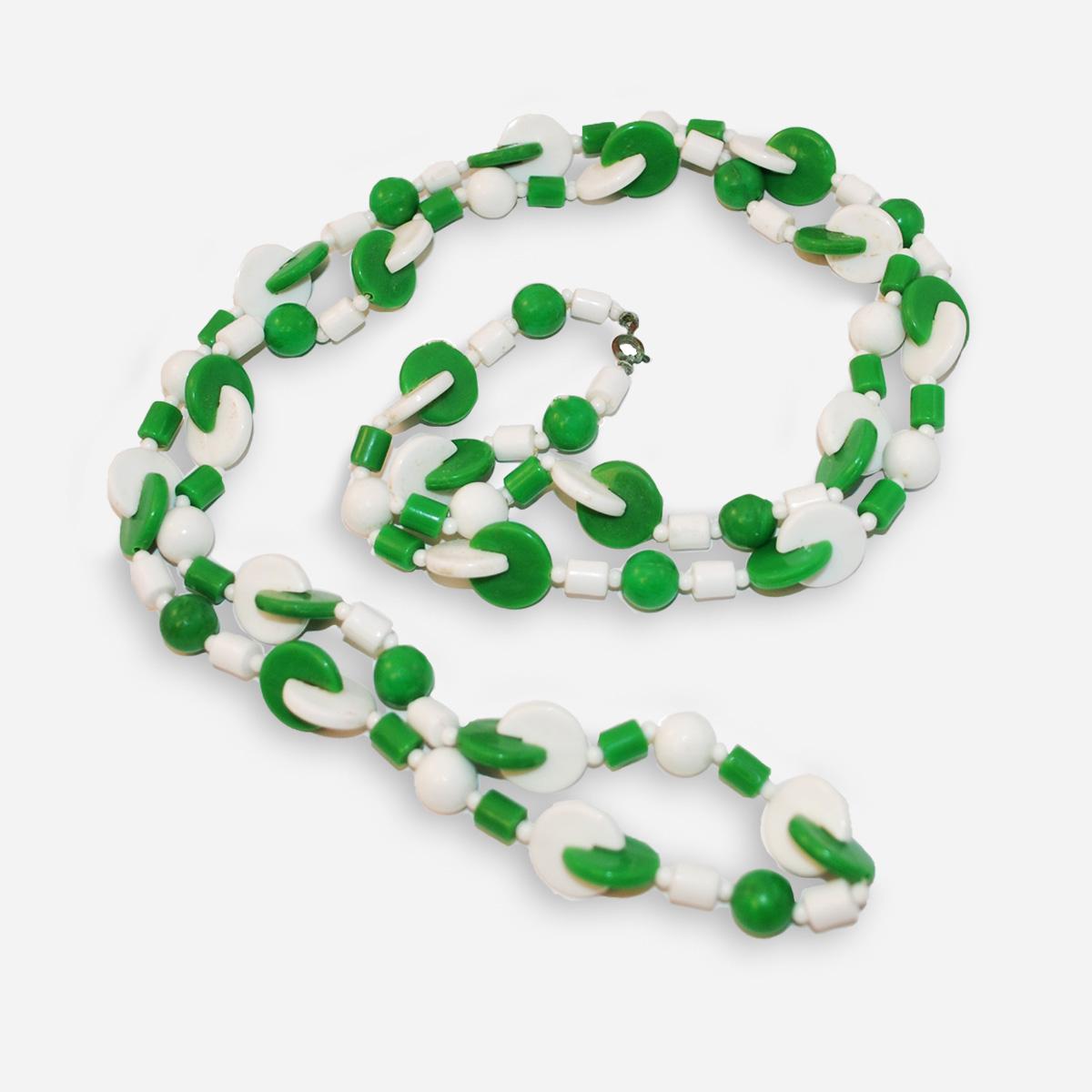 green and white necklace