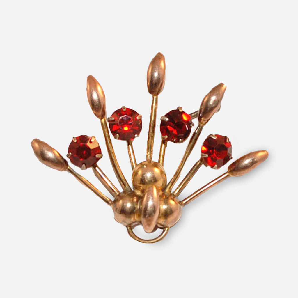 red rhinestone brooch