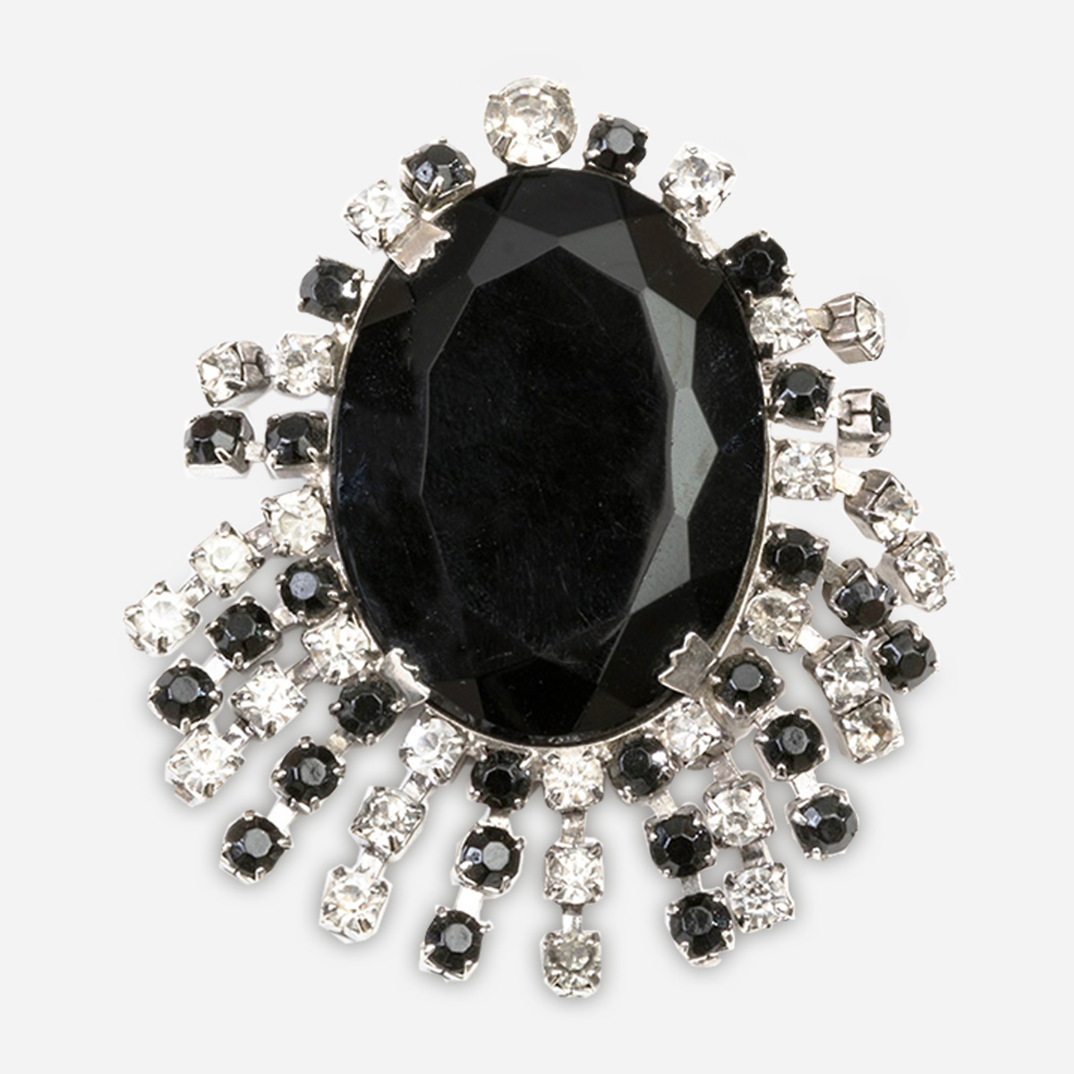 faceted black glass brooch