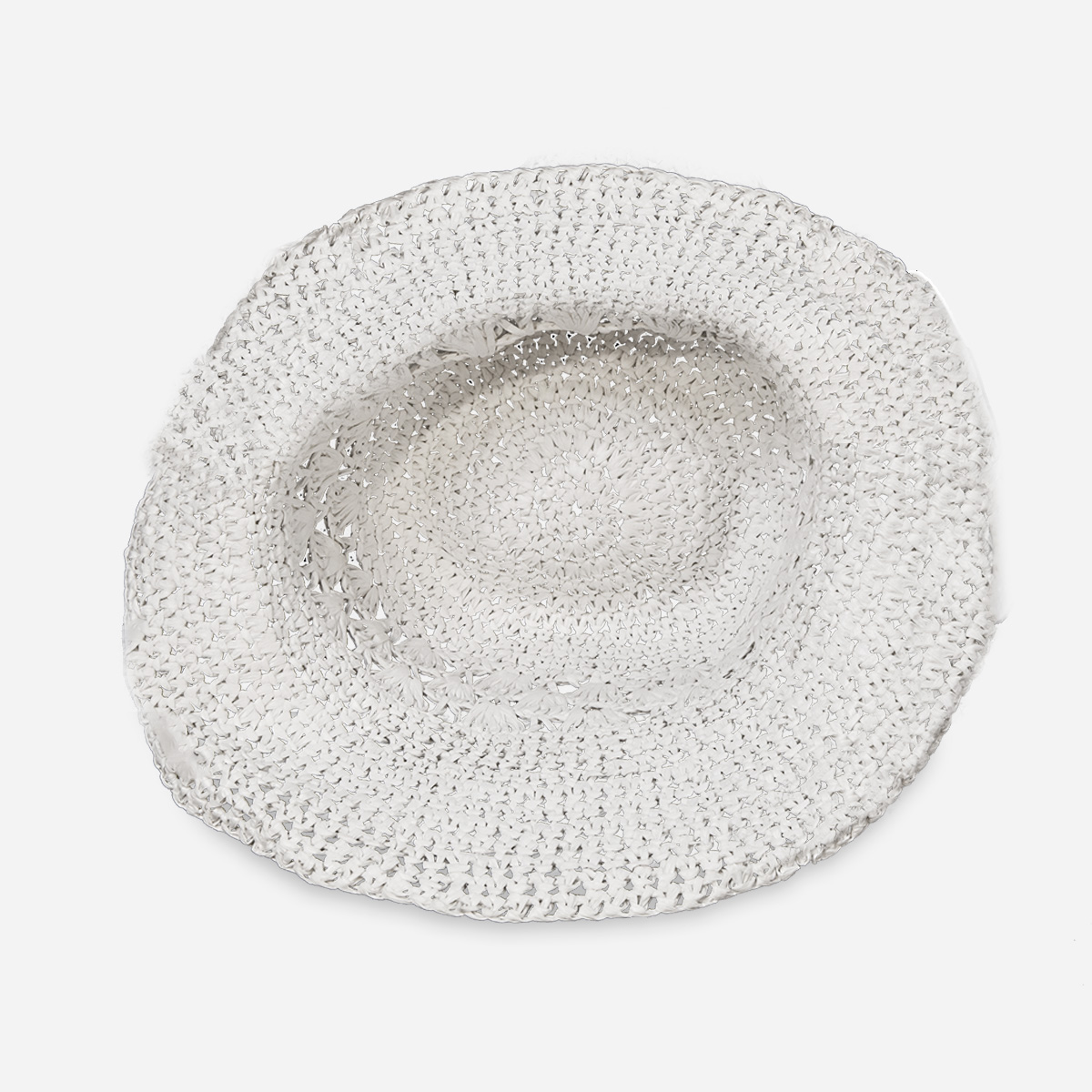 Inside white straw hat