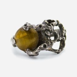 brutalist tigers eye ring