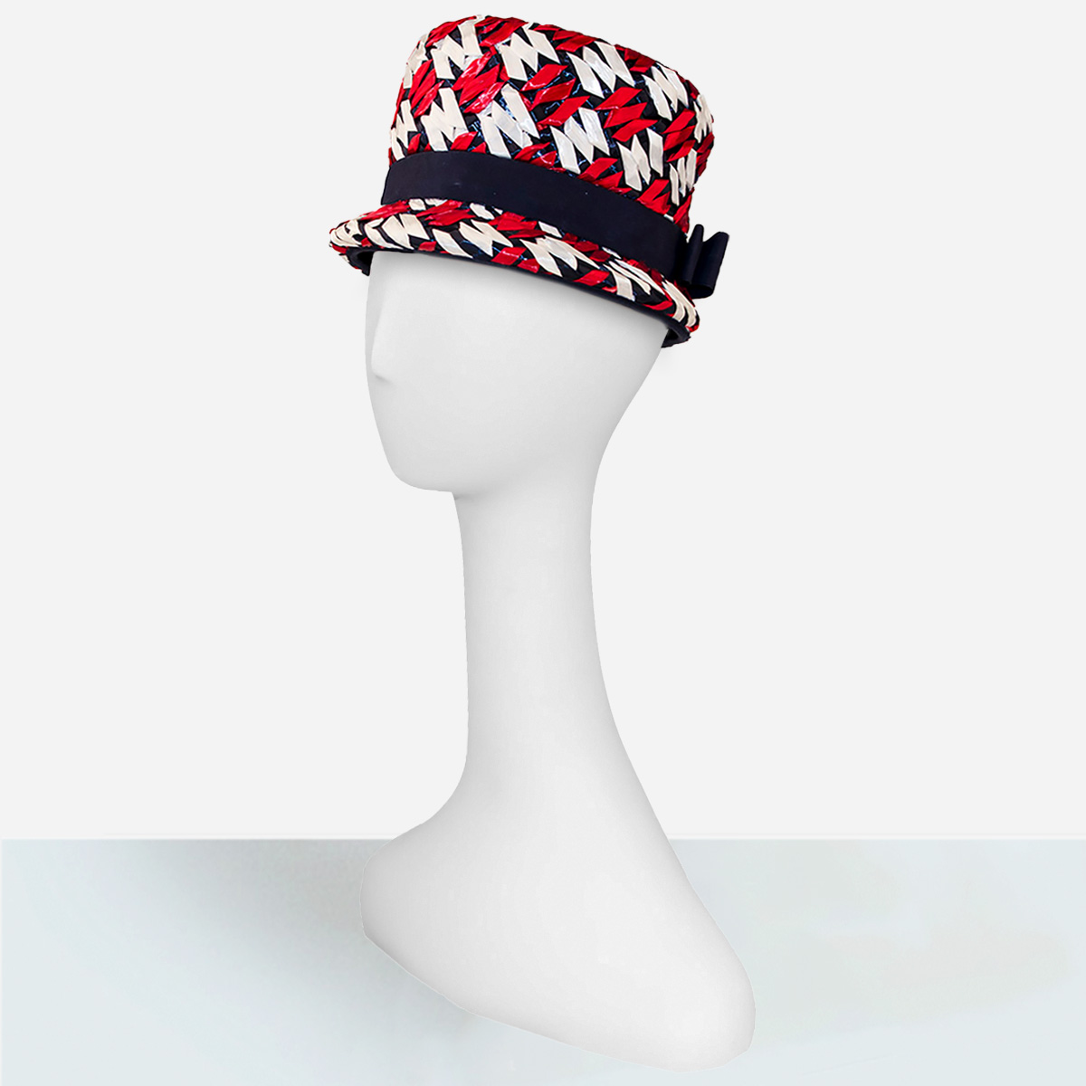 1960s Red White Blue straw hat