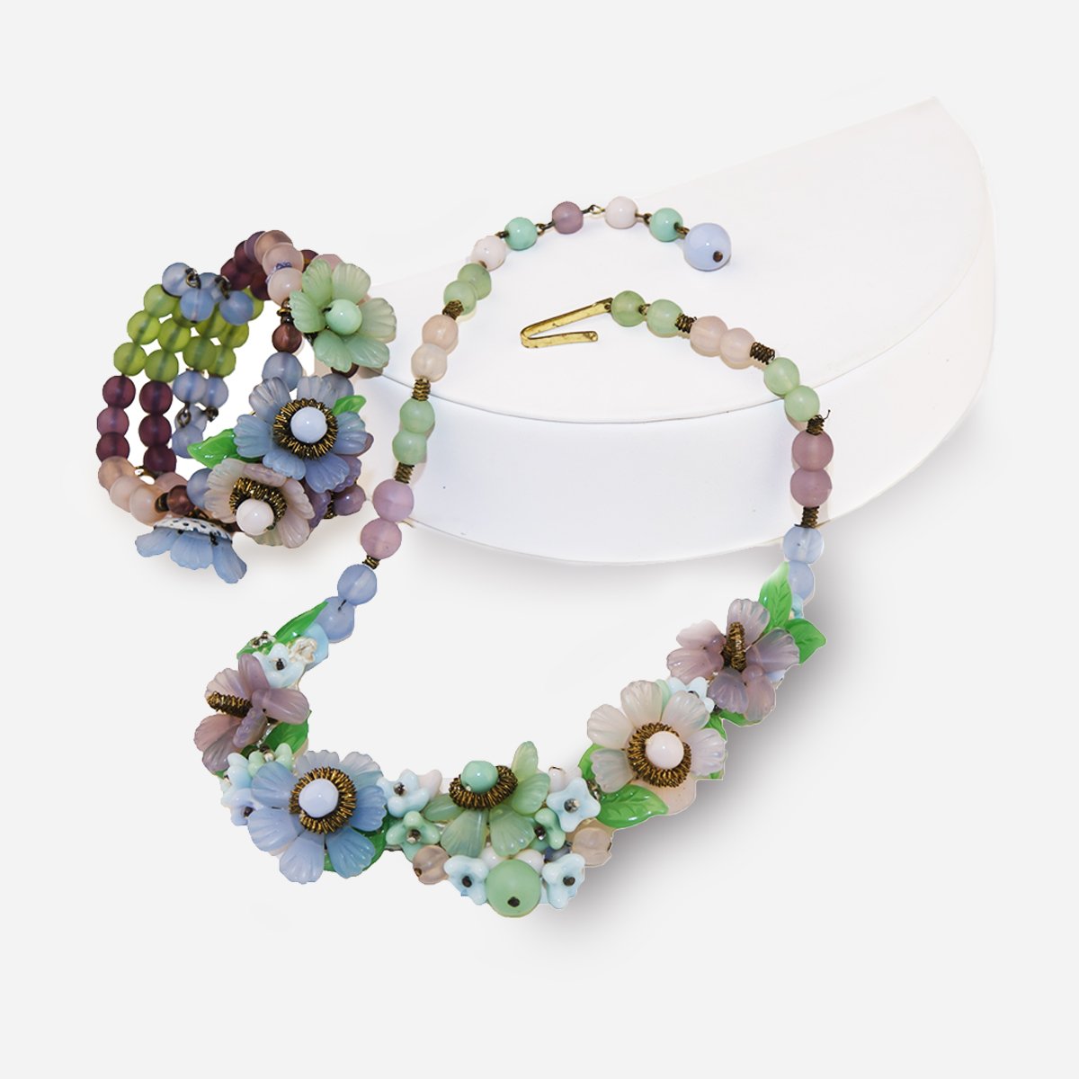 glass Flower Necklace & Flower Bracelet