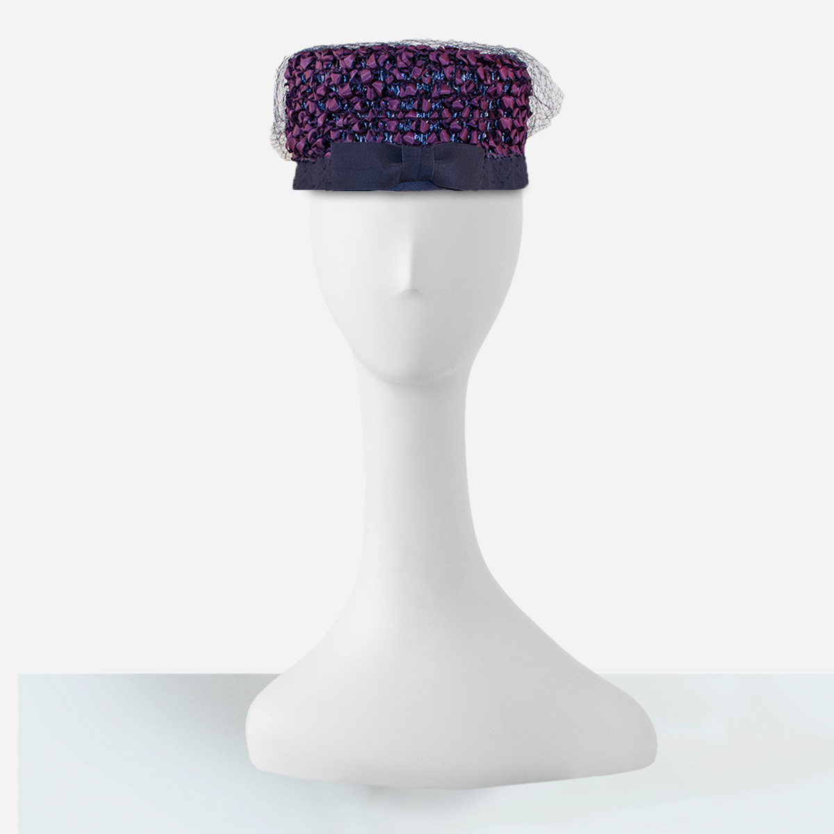 Purple pillbox hat