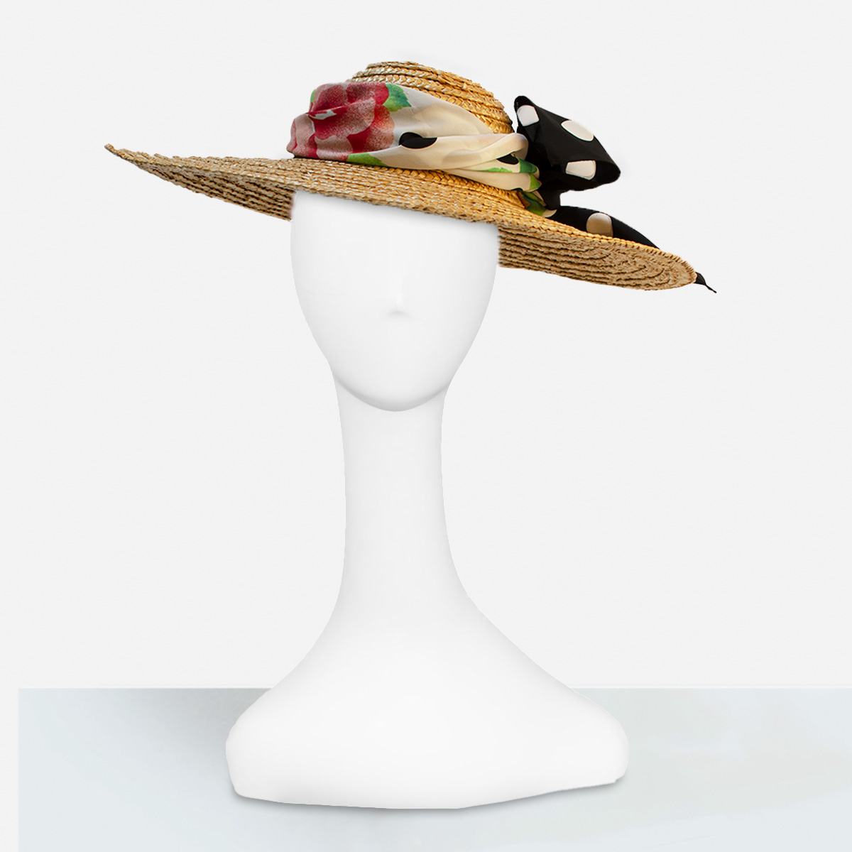 vintage Straw hat with scarf