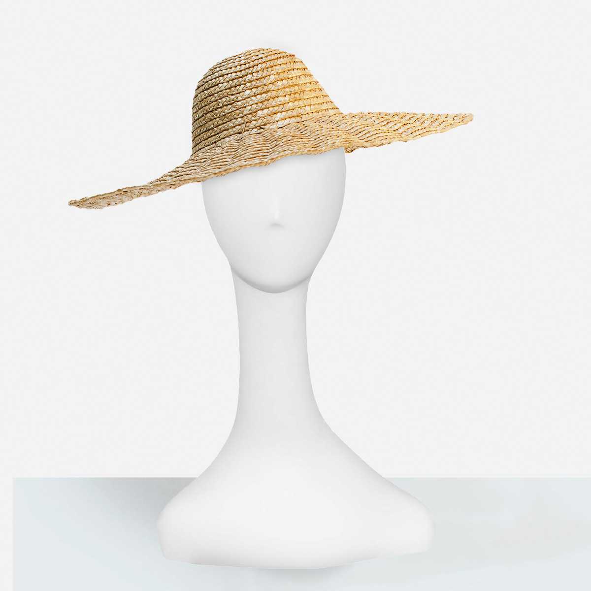 wide brim wavy straw hat