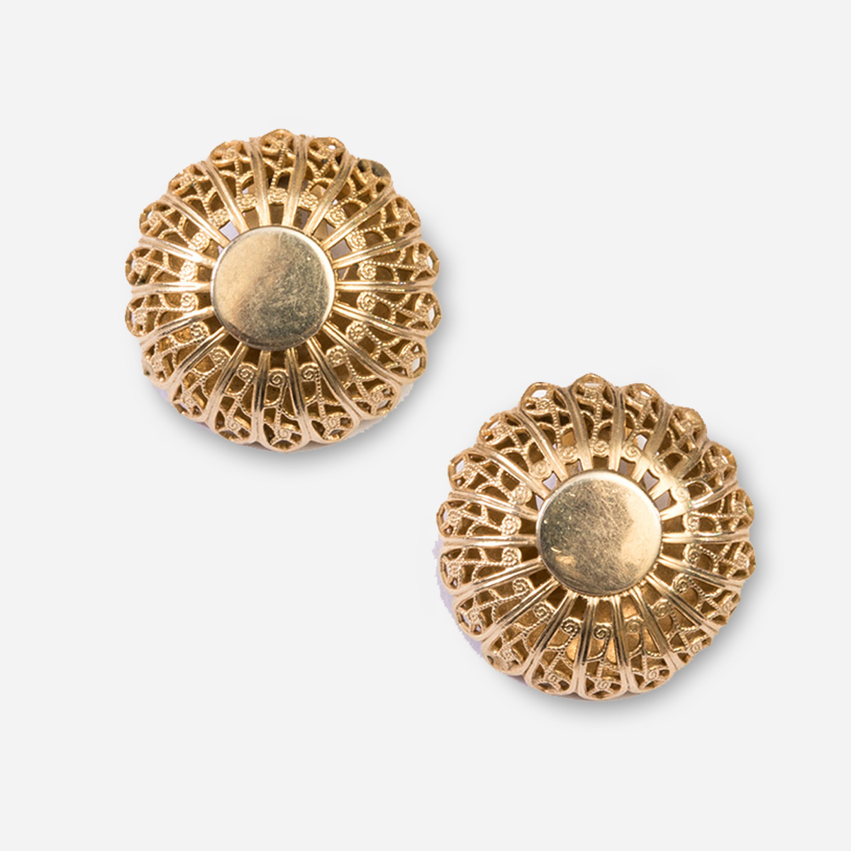 vintage gold button earrings
