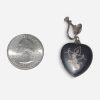 Siam silver screw back Heart Earrings