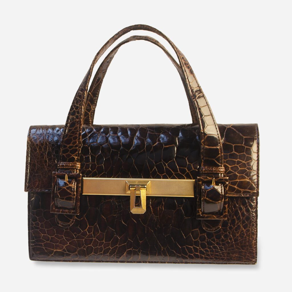 brown crocodile handbag