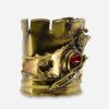 vintage brass bracelet Red Glass cabochon bracelet