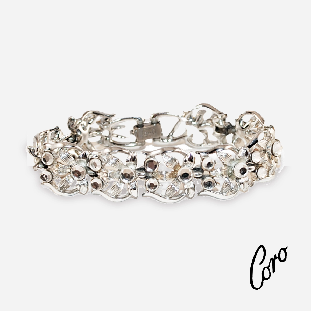 Coro logo silver link bracelet