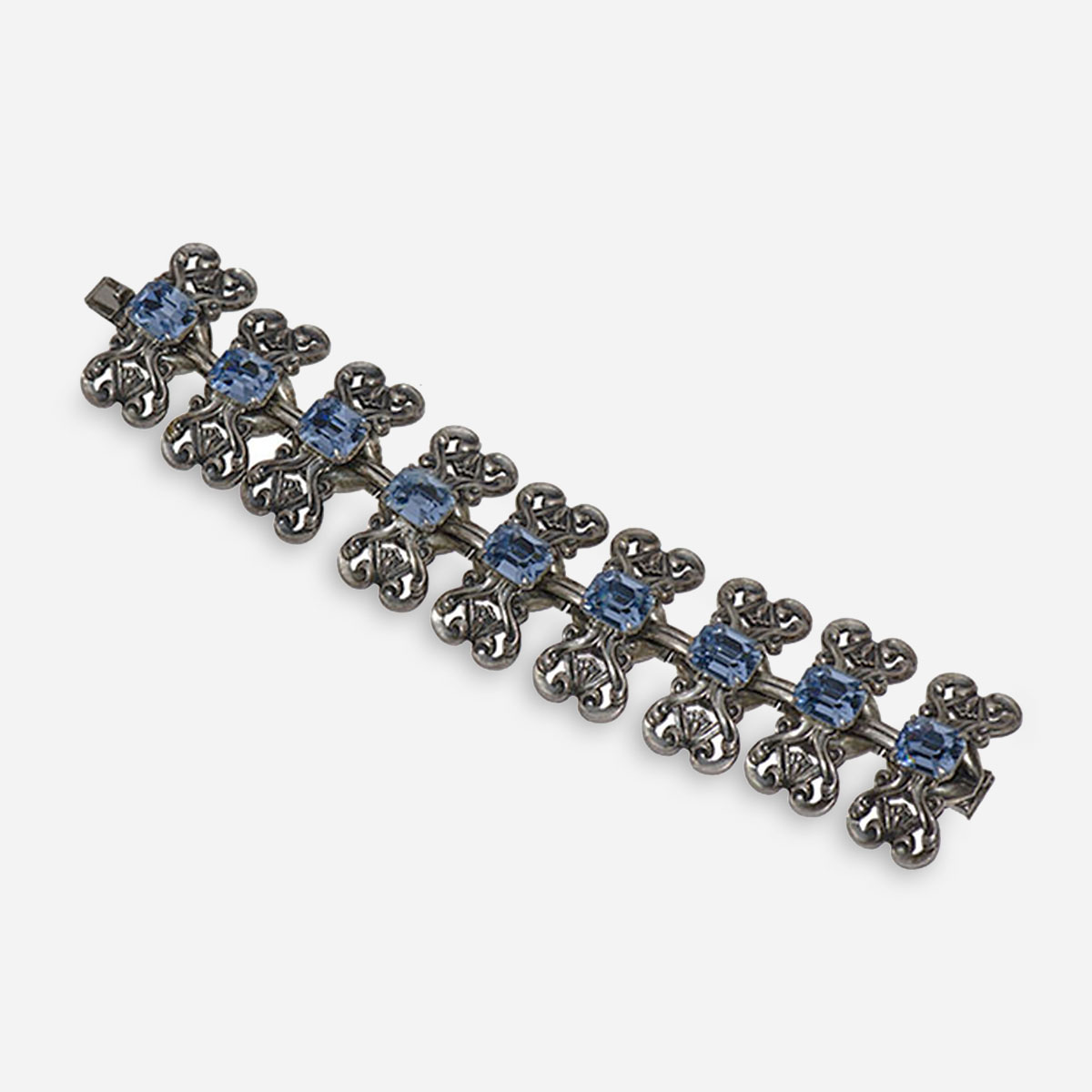 Napier blue topaz silver plate link bracelet