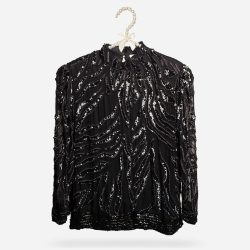 1970s Black Beaded Top