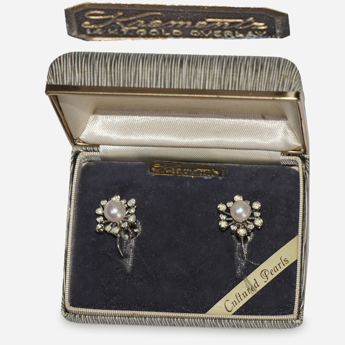 vintage Krementz earrings with original box