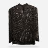 Oleg Cassini Sequin Blouse copy Black sequin beaded blouse