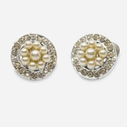 Pearl & Rhinestone Screw back earrings