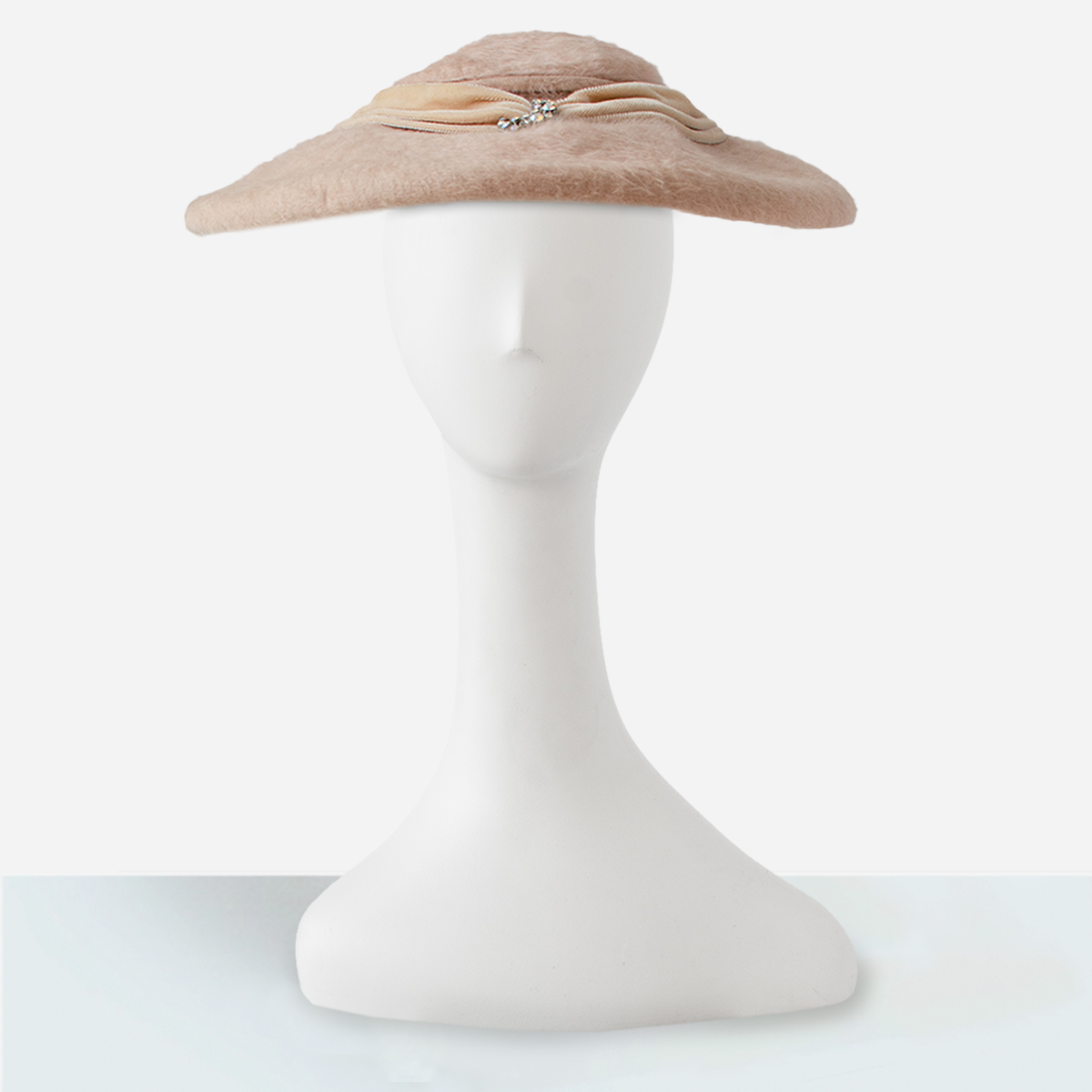 vintage taupe hat with rhinestones