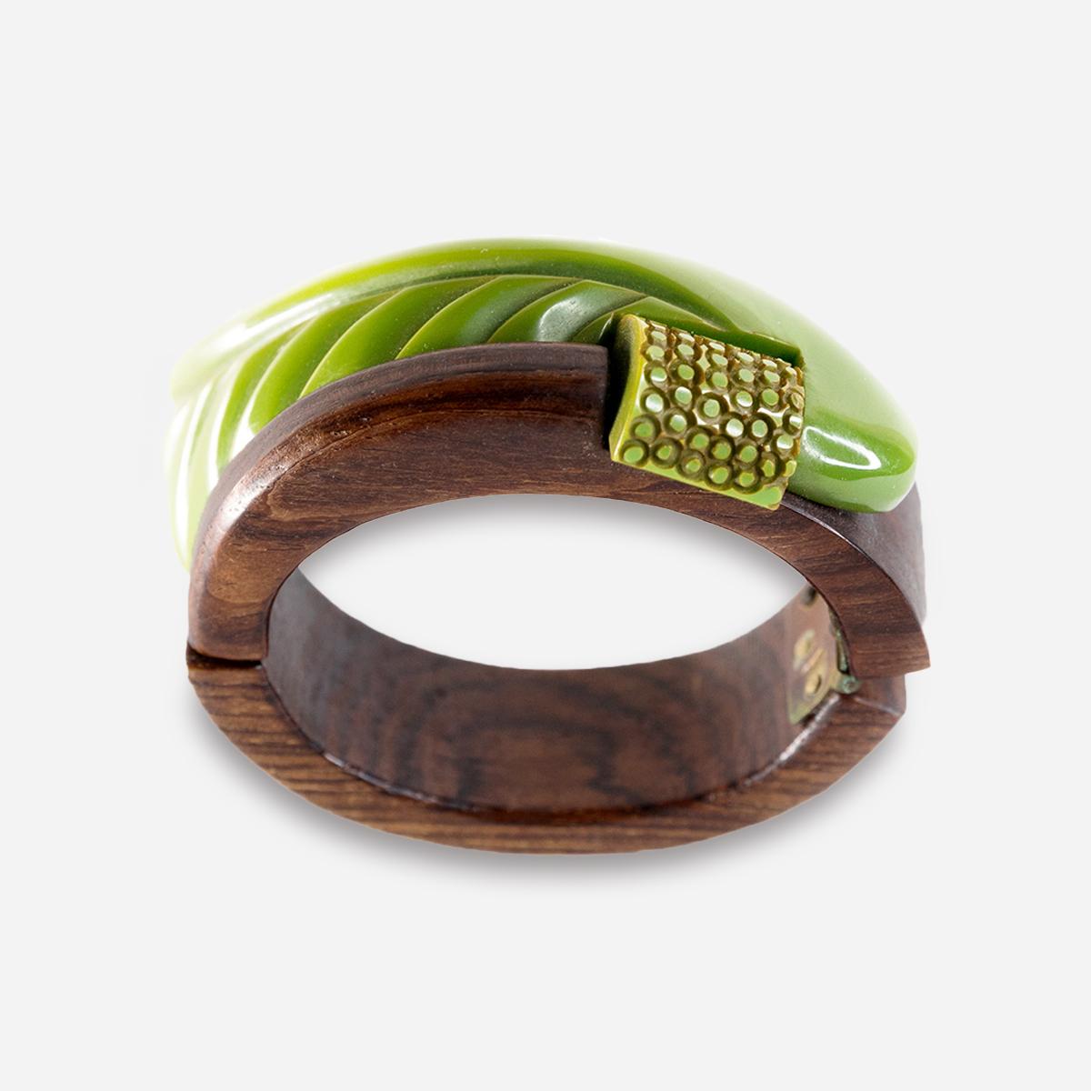 green art deco rhinestone bracelet