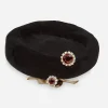 1950s Black velvet pillbox hat