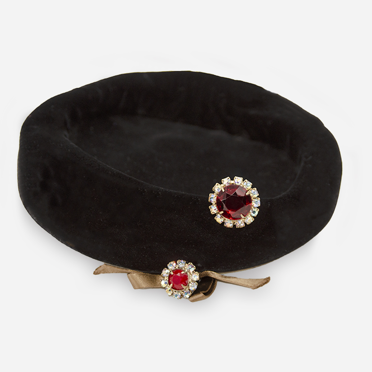 Black velvet pillbox hat