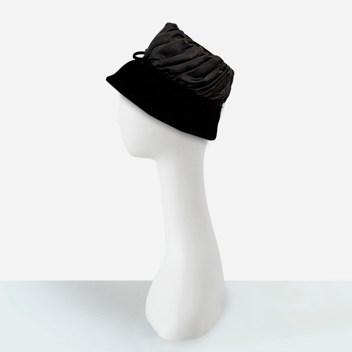 Ruched black hat