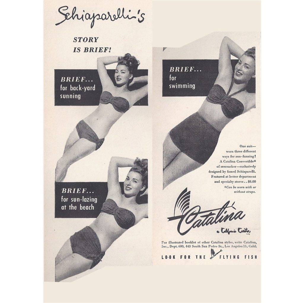 1940s Schiaparelli Catalina swimsuit advertisement froma slice of Life Magazine