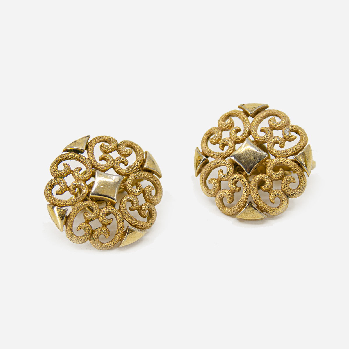 gold avon button earrings