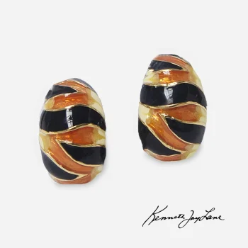 signed Kenneth Jay Lane enamel Tiger Earrings