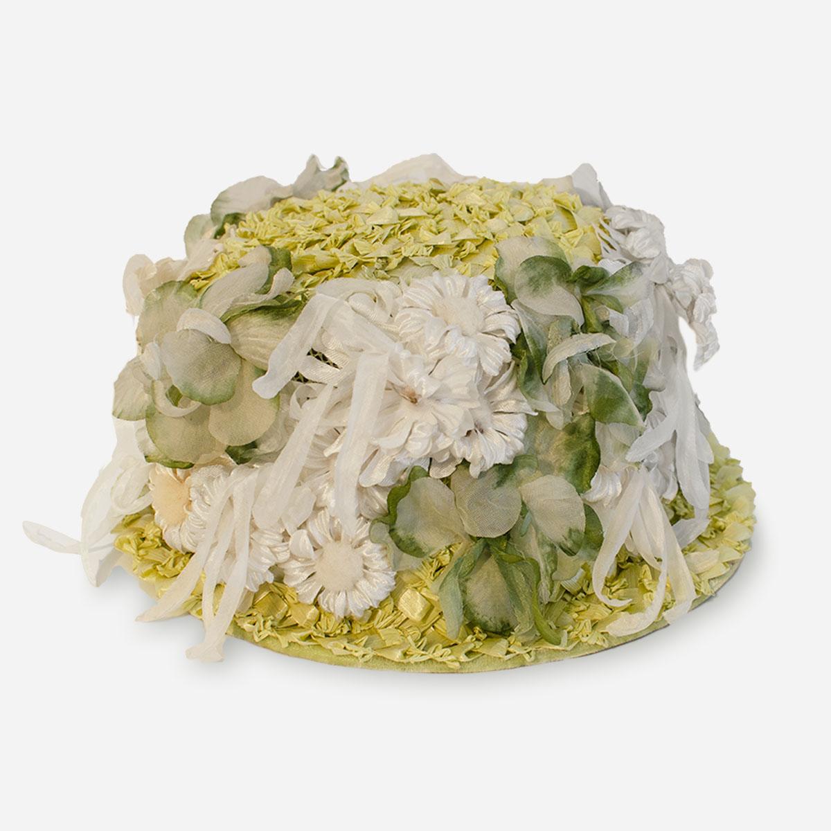1950s silk flower, green floral hat