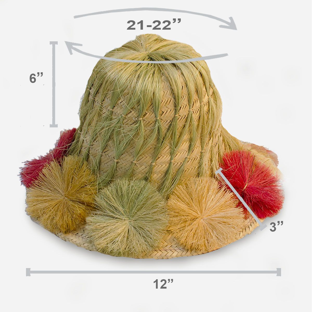 1960s Straw Tiki hat size