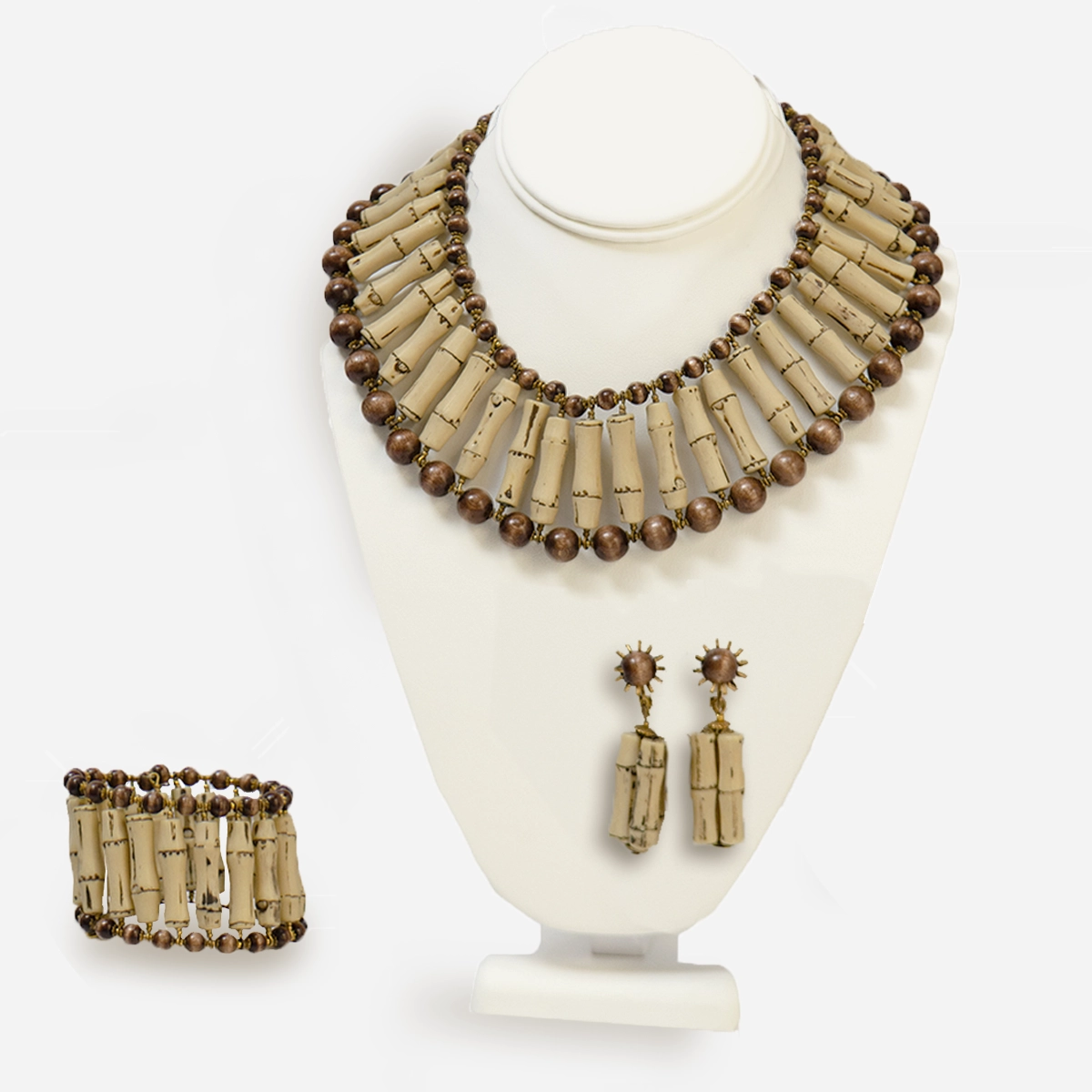 vintage Miriam Haskell Bamboo Jewelry set