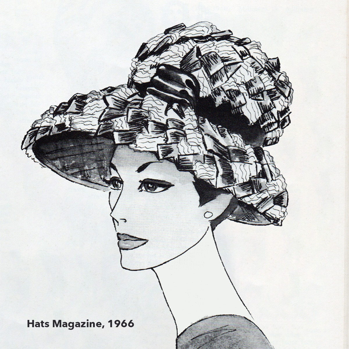 Vintage women's straw hat, Hats Magazine 1966