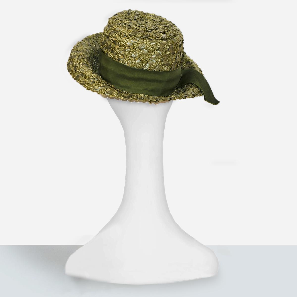 vintage 1960s green straw hat