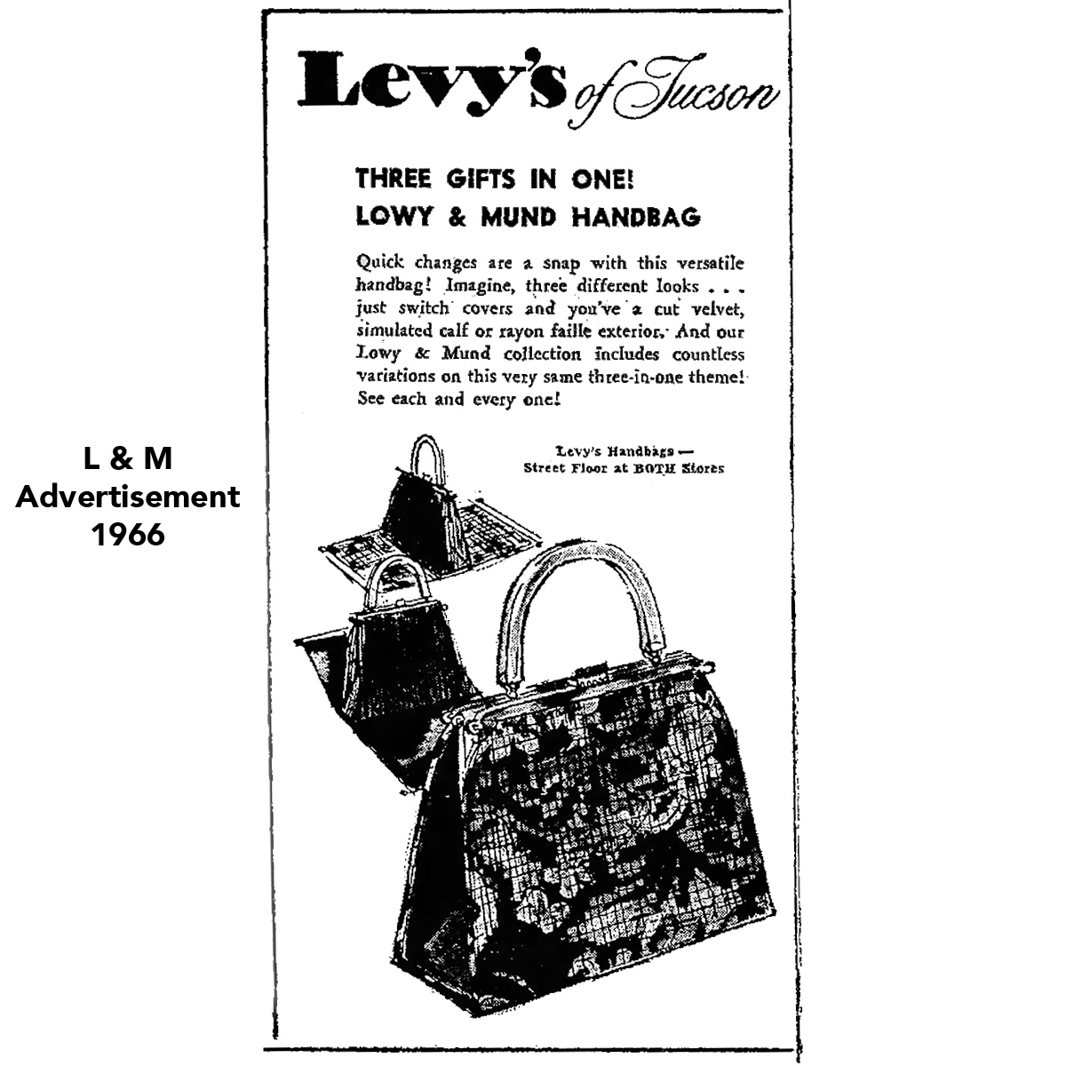 L & M reversible handbag ad