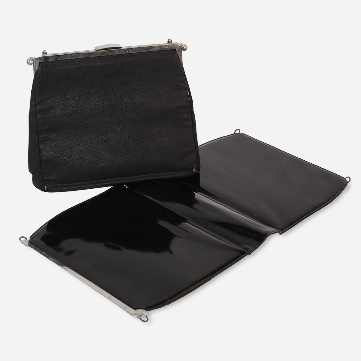 interchangable black patent handbag
