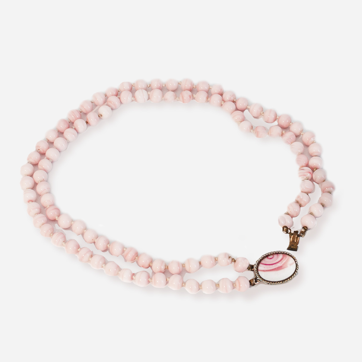 pink glass bead necklace