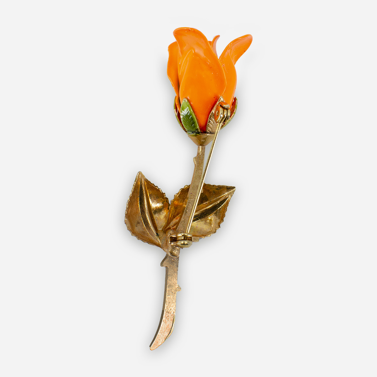 1960s Orange flower brooch