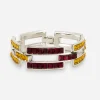Vintage Yves Saint Laurent Bracelet, Red & Yellow Crystals