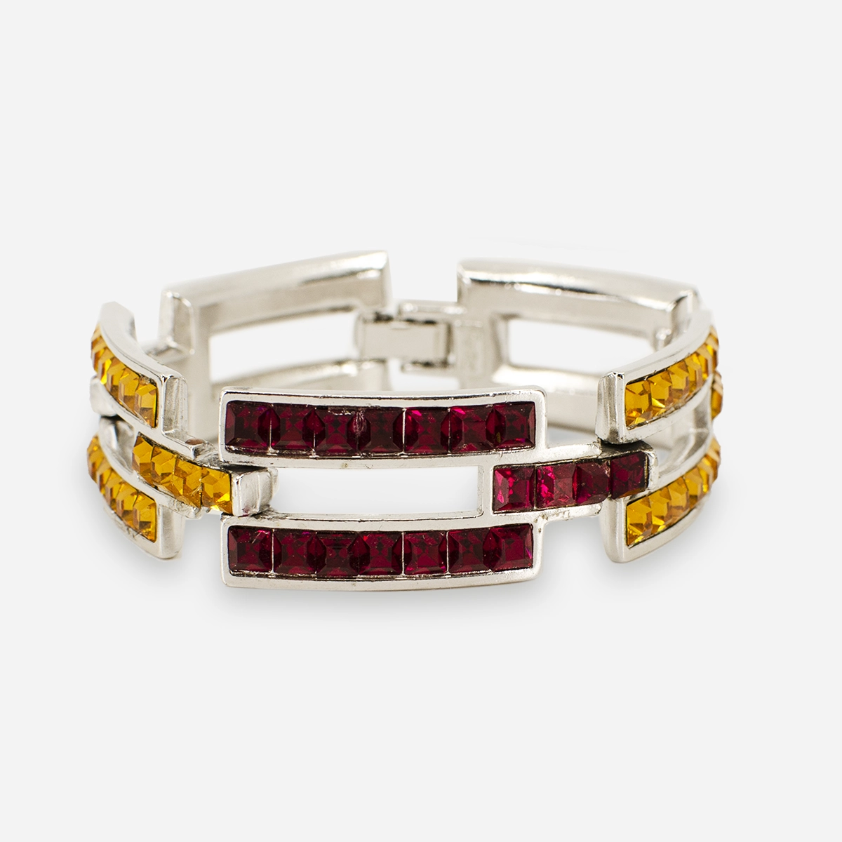 Vintage Yves Saint Laurent Bracelet, Red & Yellow Crystals