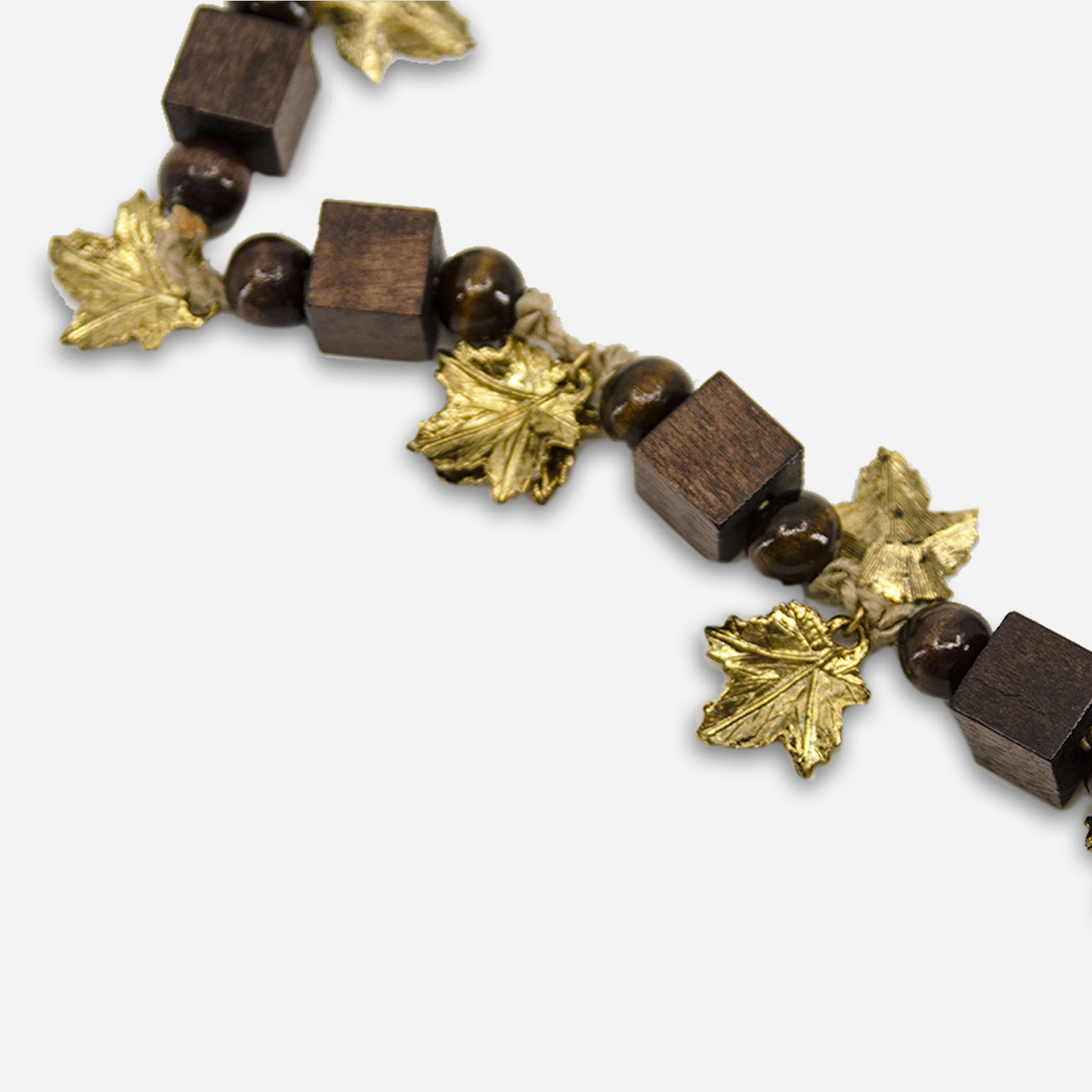 gold leaves, square beads