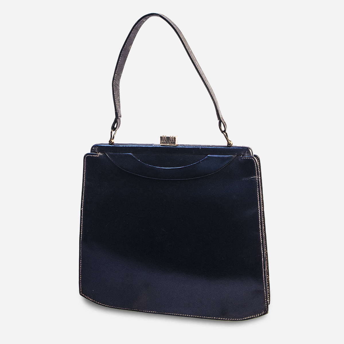 Navy Leather Structured Bag - England 1