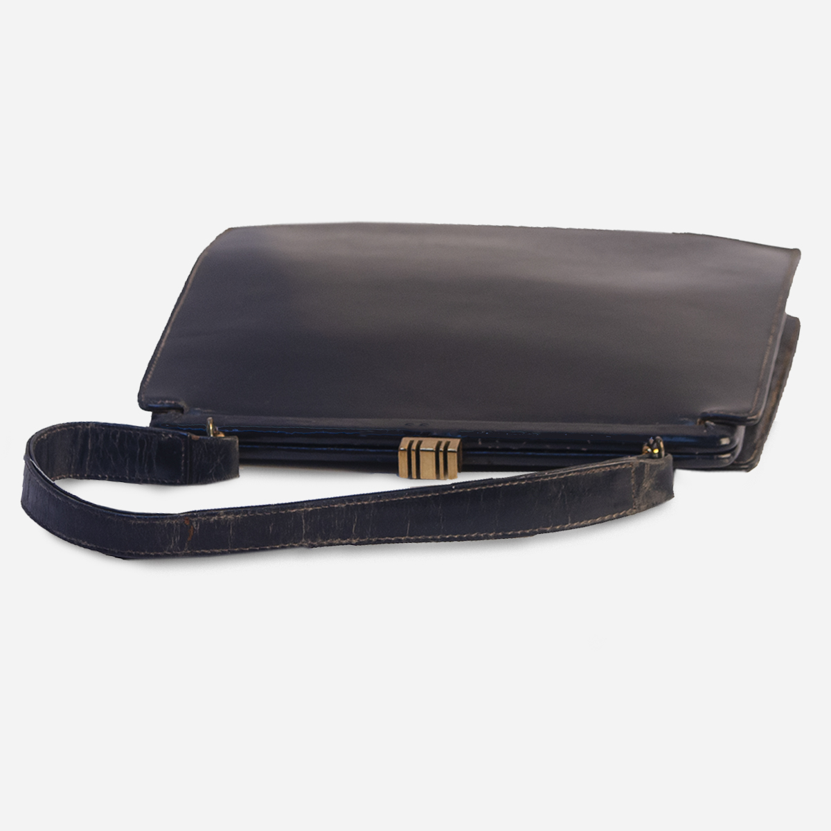 Navy Leather Structured Bag - England 5