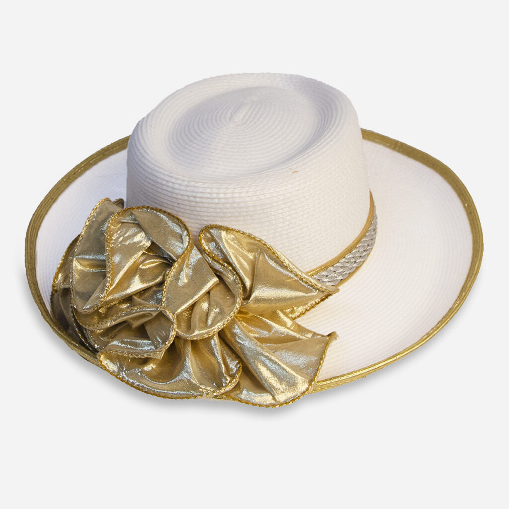 White Hat with gold bow