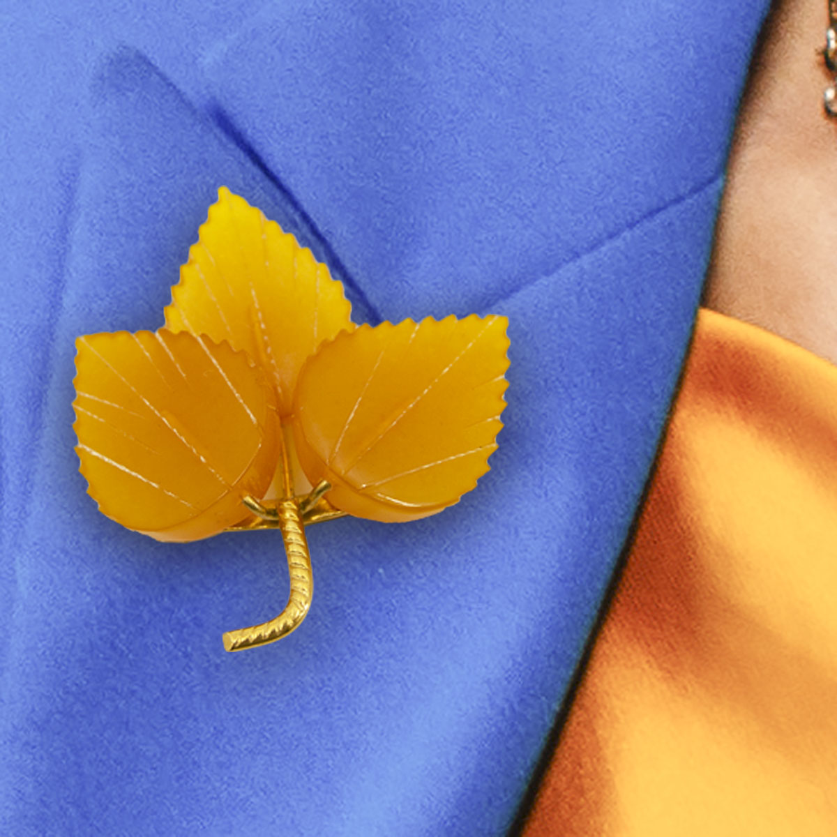 baltic amber leaf pin