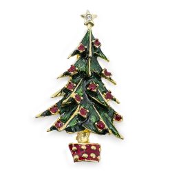 vintage christmas tree brooch