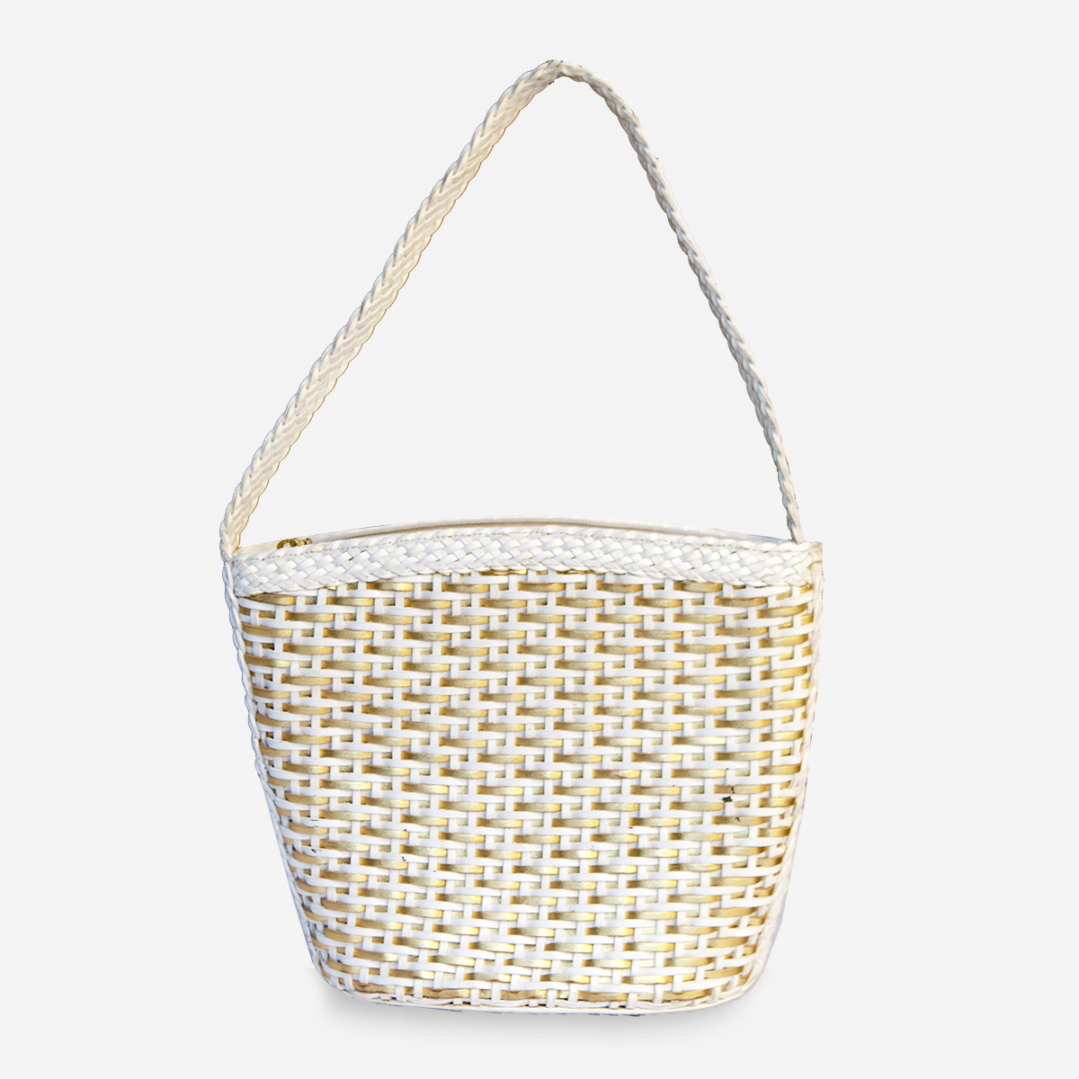 White and gold handbag