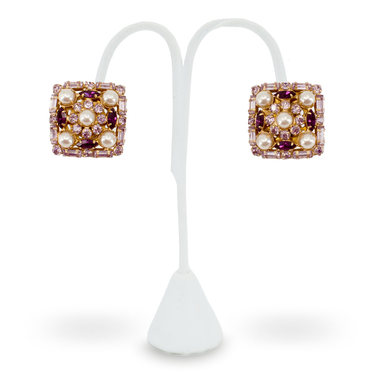vintage purple rhinestone earrings