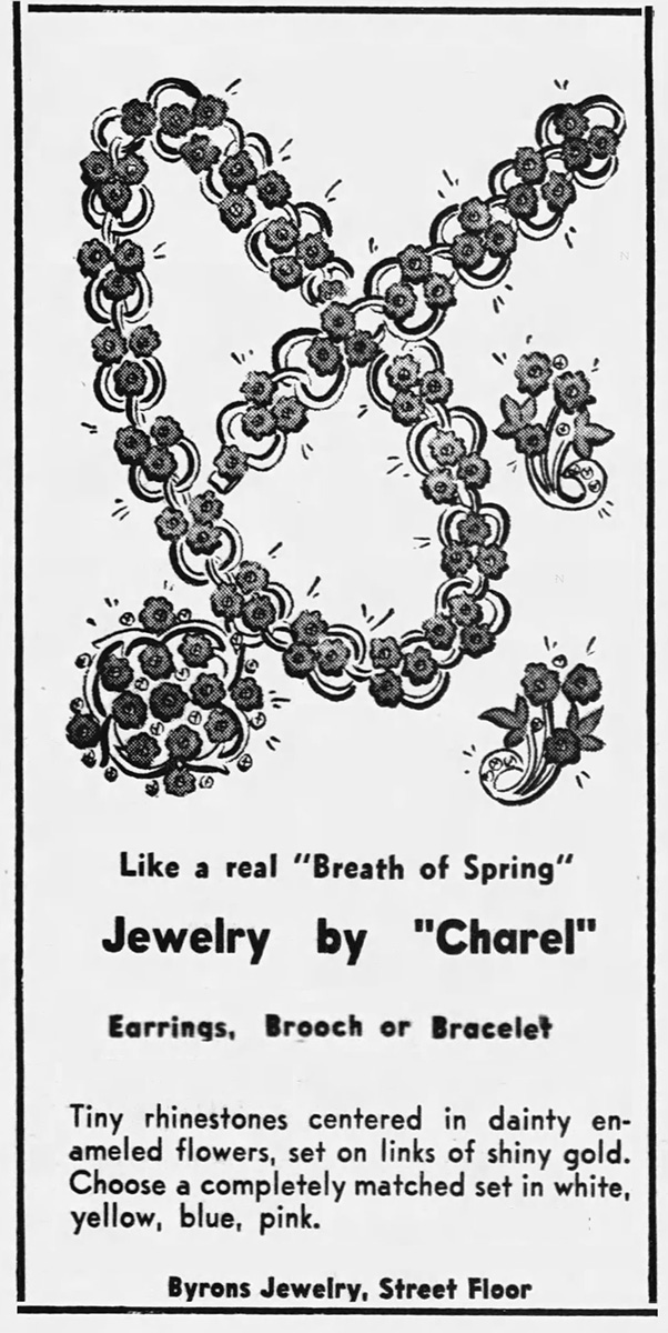 Charel jewelry ad 1953
