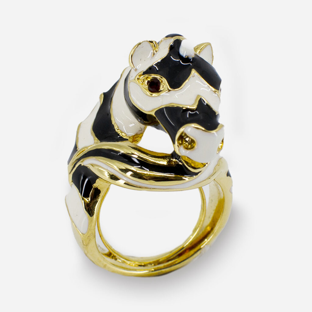 Kenneth Jay Lane Ring, enamel zebra ring