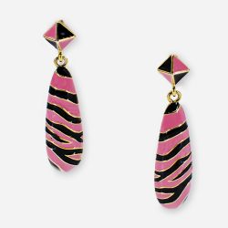 Kenneth Jay Lane Pink Tiger Enamel Earrings